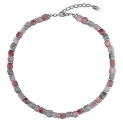 Колье Селена (кварц осенний микс 7-8мм; покрытие родий) 42-49см, Есть комплект