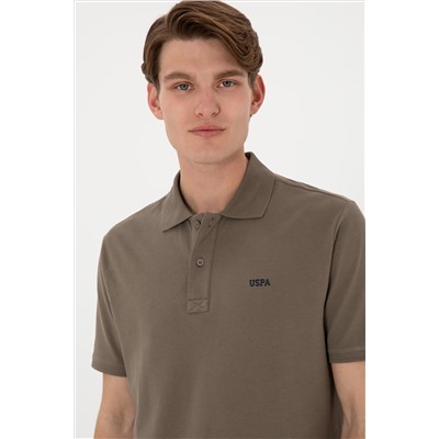 Erkek Regular Fit Polo Yaka Vizon Basic Tişört