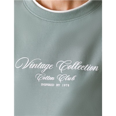 Свободный свитшот с принтом и разрезами из эластичного футера двухнитки без начеса