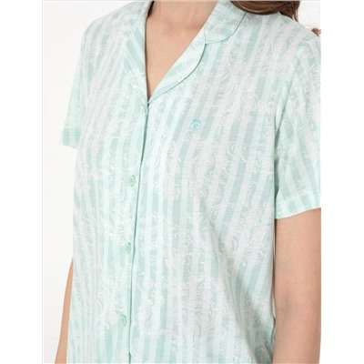 Mint Kısakollu Gömlek Pijama Takımı