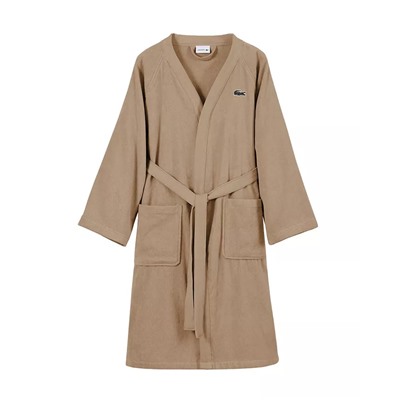 Lacoste Home Logo Patch 100% Cotton Pique Bath Robe