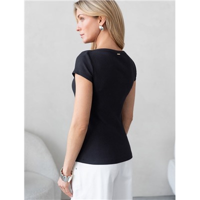 Футболка из трикотажа в широкий рубчик