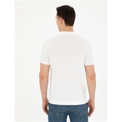 Beyaz Slim Fit Fermuarlı Polo Yaka Triko Tişört