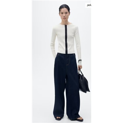 Cárdigan algodón cierre contraste