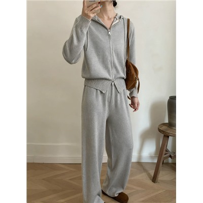 Женский свободный мягкий кардиган + широкие брюки, комплект из двух предметов