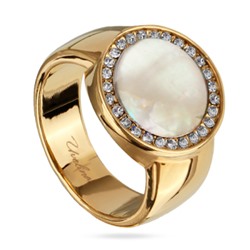 Кольцо Амфитрита (перламутр 11мм белый; покрытие золото), Есть комплект