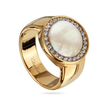 Кольцо Амфитрита (перламутр 11мм белый; покрытие золото), Есть комплект