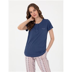 İndigo Kısakollu Pijama Takımı
