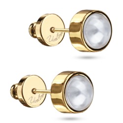 Пусеты Теннис (Майорка белая 6мм; покрытие золото), Есть комплект