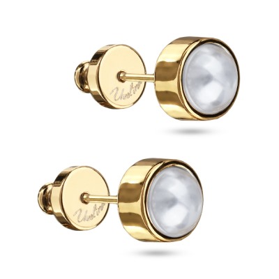 Пусеты Теннис (Майорка белая 6мм; покрытие золото), Есть комплект