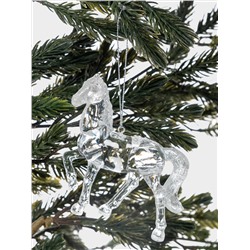 Игрушка елочная, 9 см, акрил, серебристая, Лошадь, Horse