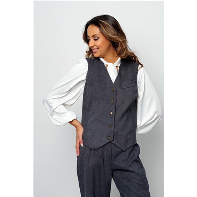 Костюм брючный вельветовый с жилеткой 399GRY
