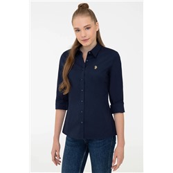 Kadın Lacivert Uzun Kollu Basic Gömlek
