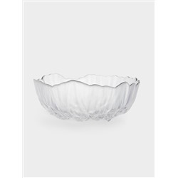 Салатник, 20х8 см, 1,2 л, стекло, с серебристым кантом, мятая фактура, Piano