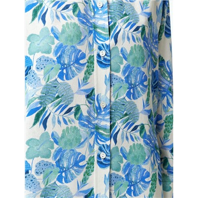 Рубашка с цветочным принтом с добавлением льна, B3266/fouge