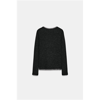 T-SHIRT WITH TULLE TRIMS