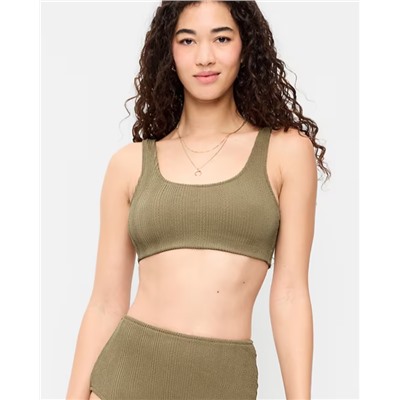 Ribbed Scoop-Neck Swim Top