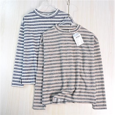 Женская полосатая базовая футболка с длинным рукавом