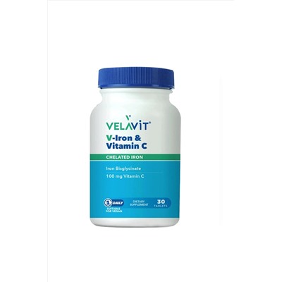 Velavit V-Iron Vitamin C İçeren Takviye Edici Gıda 30 Tablet SOLİD00077