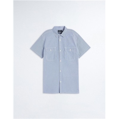 Vichy Short Sleeve Shirt, Men, Blue