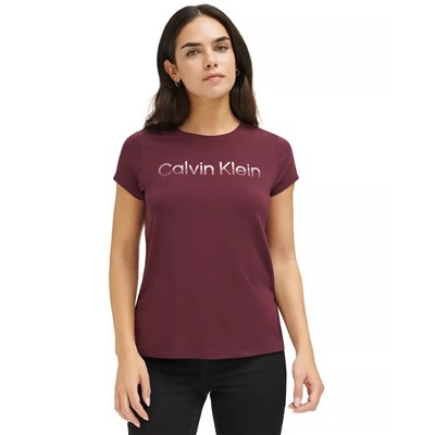 CALVIN KLEIN Women's Metallic Logo Crewneck T-Shirt