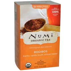 Numi Tea, Органический травяной чай без кофеина, Ройбуш, 18 чайных пакетиков, 1,52 унции (43,2 г)