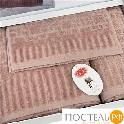 Набор полотенец Карвен Lux Cotton "PIANO" махра 30*50/50*90/70*140 HS 1709 v3 pudra/пудровый