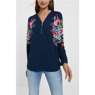 Blusa cremallera floral