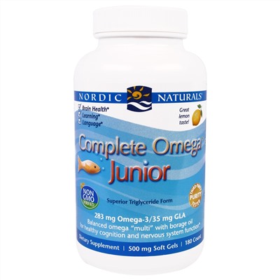 Nordic Naturals, Комплексные витамины Omega со вкусом лимона для детей и подростков, 500 мг, 180 жевательных гелевых капсул