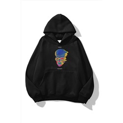 Trendiz Unisex Thermal Skull Sweatshirt Siyah Trndz1814