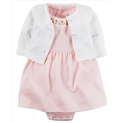 2-Piece Babysoft Bodysuit Dress & Cardigan Set