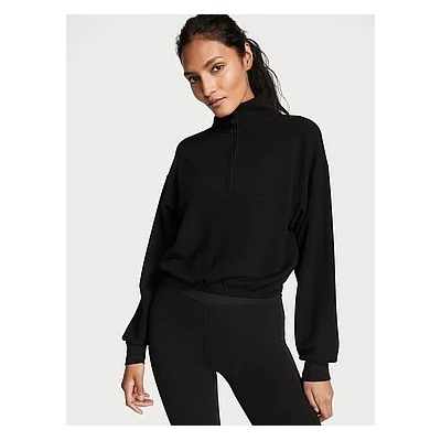Double Waffle Knit Half-Zip Mock-Neck Pullover