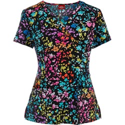 Dickies Xtreme STRETCH Scrubs Posey On Over the Rainbow Print Top