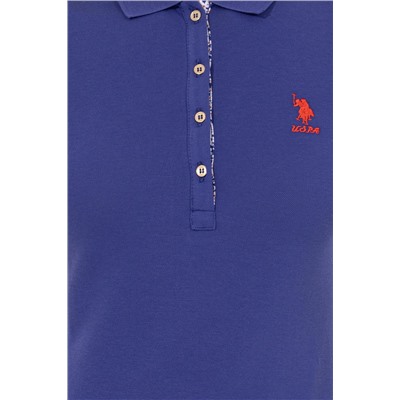 Kadın Mavi Basic Polo Yaka Tişört