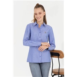 Kadın Koyu Mavi Uzun Kollu Basic Gömlek