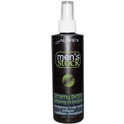 Aubrey Organics, Men’s stock, энергетический тоник для кожи головы, с женьшенем и биотином, 8 жидких унций (237 мл)