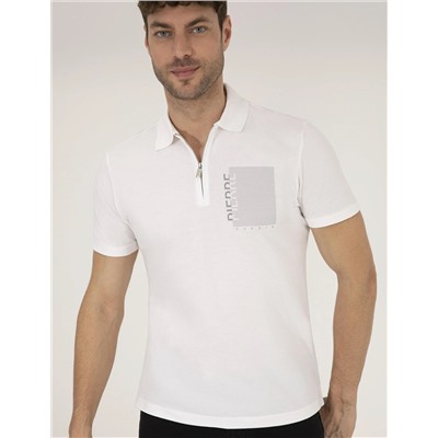 Beyaz Slim Fit Fermuarlı Polo Yaka Tişört