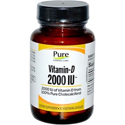 Pure Essence, Витамин-D, 2000 МЕ, 30 вегетарианских капсул