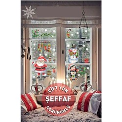 efekt reklam Çift Taraflı Yılbaşı Süsü Kardan Adam Noel Baba Ve Penguenler Kendinden Yapışkanlı Pencere Stickerı ylb5004