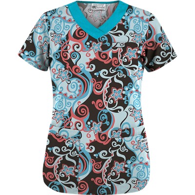 UA Imperial Garden Espresso Print Scrub Top