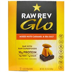 Raw Revolution, Glo, Смесь орешков с карамелью & морской солью, 12 батончиков по 1,6 унции (46 граммов)