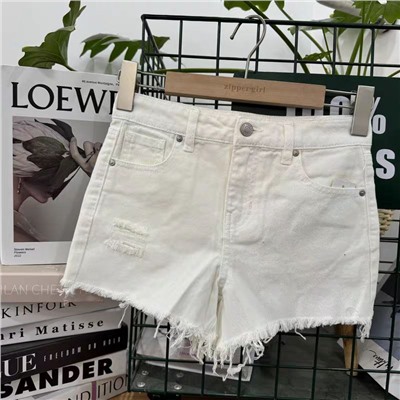 Детские белые джинсовые шорты с потёртостями, экспортный магазин
