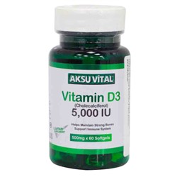 Vitamin D3 5000 iu 60 капсул Aksu Vital