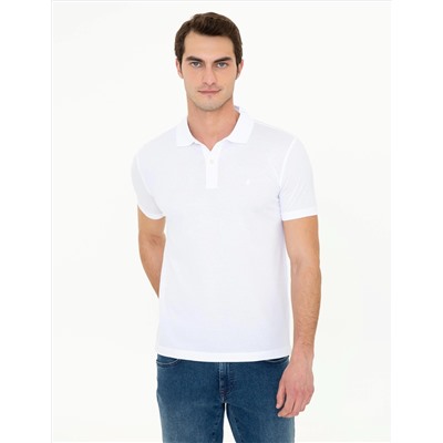 Beyaz Slim Fit Polo Yaka Merserize Tişört