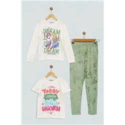 For You Kids 3lü Unicorn Baskılı Yeşil Pijama Takım, For You Kids                                            
                                            3lü Unicorn Baskılı Yeşil Pijama Takım