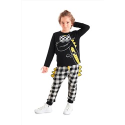 Denokids, Rap Dino Erkek Çocuk T-shirt Ekose Pantolon Takım