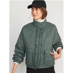 Packable Oversized Water-Resistant Quilted Jacket for Women