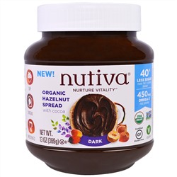 Nutiva, Органический арахисовый спред, темный, 13 унции(369 г)