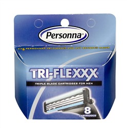 Personna Razor Blades, Tri-Flexxx, Картриджи с тремя лезвиями для мужской бритвы, 8 картриджей