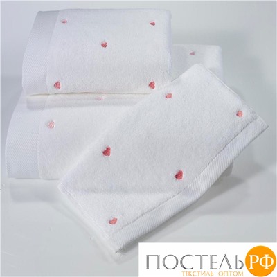 1018G11187100 Полотенце Soft cotton LOVE белый-розовый 75X150